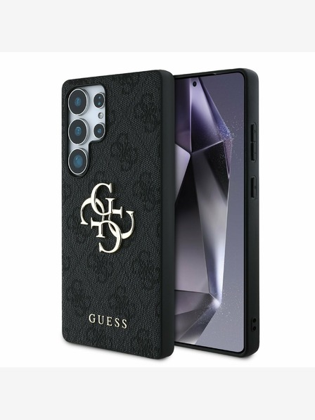 Guess PU 4G Metal Logo Zadní Kryt pro Samsung Galaxy S25 Ultra Grey Obal na telefon