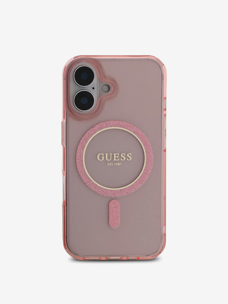 Guess Guess IML Glitter Ring MagSafe Zadní Kryt pro iPhone 16 Pink
