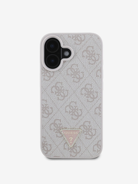 Guess Guess PU 4G Strass Triangle Metal Logo Zadní Kryt pro iPhone 16 Pink