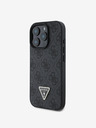 Guess Guess PU 4G Strass Triangle Metal Logo Zadní Kryt pro iPhone 16 Pro Max Black