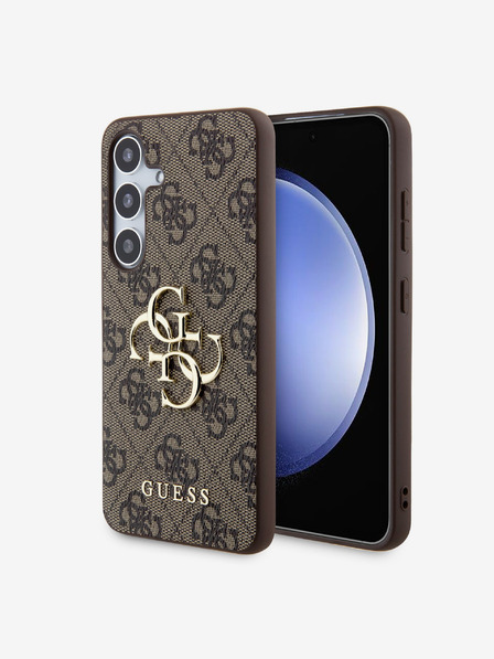 Guess Guess PU 4G Metal Logo Zadní Kryt pro Samsung Galaxy S24+ Brown