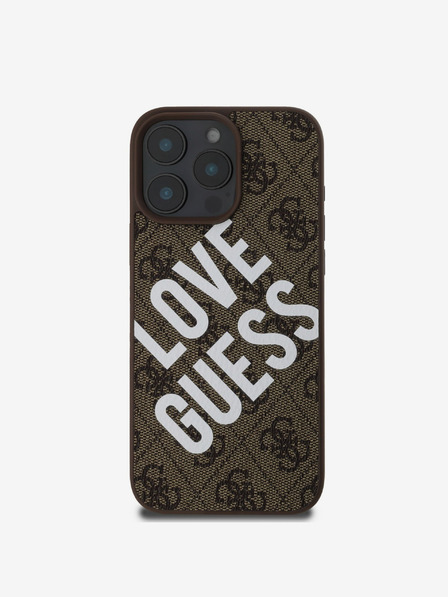 Guess Guess PU Leather 4G Big Love Logo MagSafe Zadní Kryt pro iPhone 16 Pro Brown