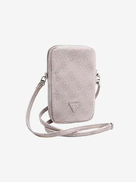 Guess PU 4G Triangle Logo Taška na Telefon se Zipem Pink Obal na telefon