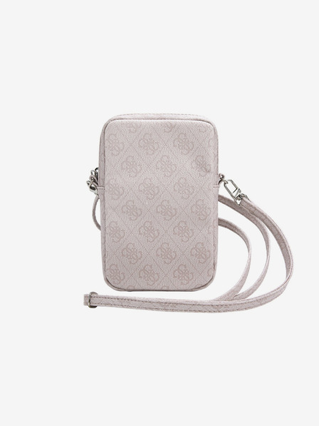 Guess PU 4G Triangle Logo Taška na Telefon se Zipem Pink Obal na telefon