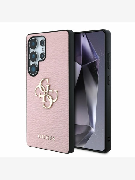 Guess Guess PU Grained 4G Metal Logo Zadní Kryt pro Samsung Galaxy S25 Ultra Pink