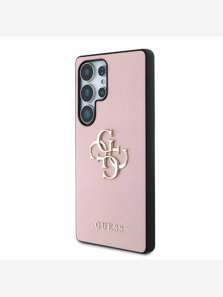Guess Guess PU Grained 4G Metal Logo Zadní Kryt pro Samsung Galaxy S25 Ultra Pink