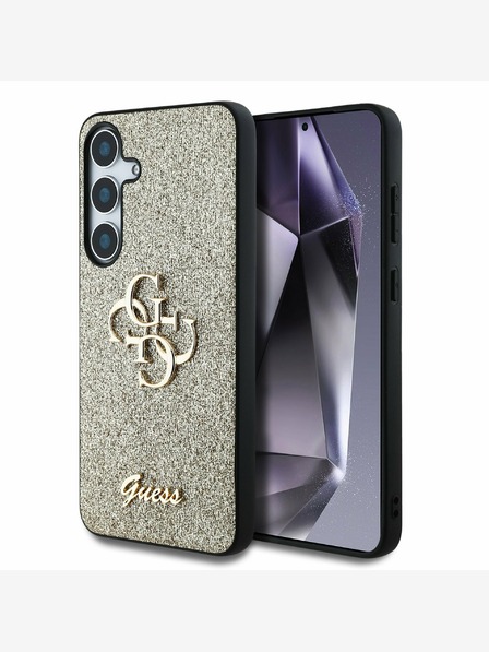 Guess Guess PU Fixed Glitter 4G Metal Logo Zadní Kryt pro Samsung Galaxy S25+ Gold