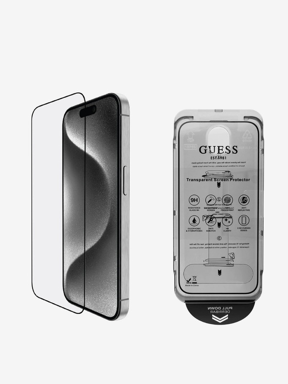 Guess Guess Tvrzené Sklo 2.5D pro iPhone 16 Pro Max Black