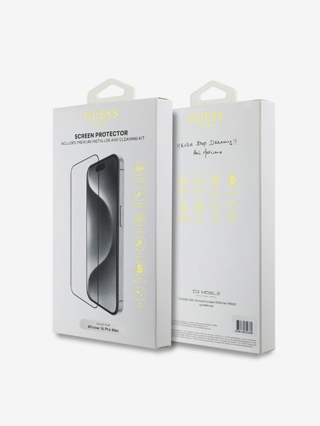 Guess Guess Tvrzené Sklo 2.5D pro iPhone 16 Pro Max Black