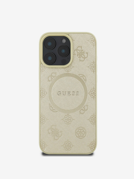 Guess Guess Saffiano Peony Stamp MagSafe Zadní Kryt pro iPhone 16 Pro Max Gold