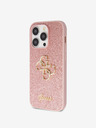 Guess Guess PU Fixed Glitter 4G Metal Logo Zadní Kryt pro iPhone 15 Pro Pink
