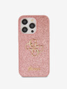 Guess Guess PU Fixed Glitter 4G Metal Logo Zadní Kryt pro iPhone 15 Pro Pink