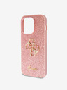 Guess Guess PU Fixed Glitter 4G Metal Logo Zadní Kryt pro iPhone 15 Pro Pink