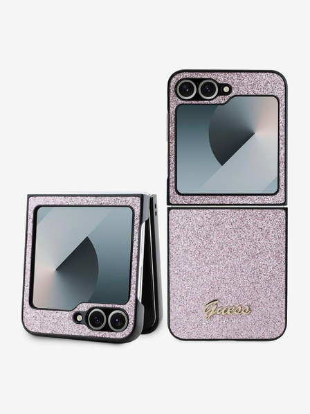 Guess Guess PC/TPU Glitter Flakes Metal Logo Zadní Kryt pro Samsung Galaxy Z Flip 6 Pink