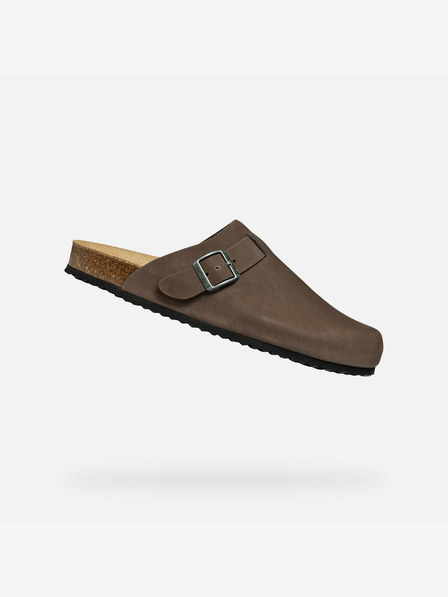 Geox Tmavě hnědé pánské pantofle Geox Sandal Ghita