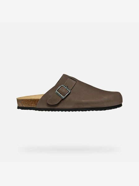 Geox Tmavě hnědé pánské pantofle Geox Sandal Ghita