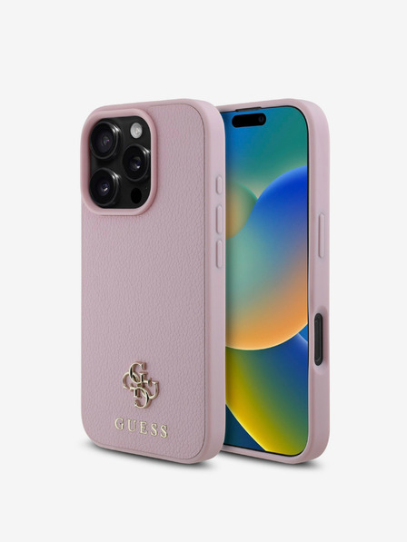 Guess Guess PU Grained 4G Small Metal Logo MagSafe Zadní Kryt pro iPhone 16 Pro Max Pink