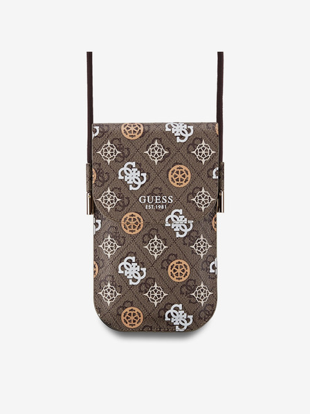 Guess Guess PU 4G Peony Multicolor Taška na Telefon Brown