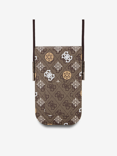 Guess Guess PU 4G Peony Multicolor Taška na Telefon Brown