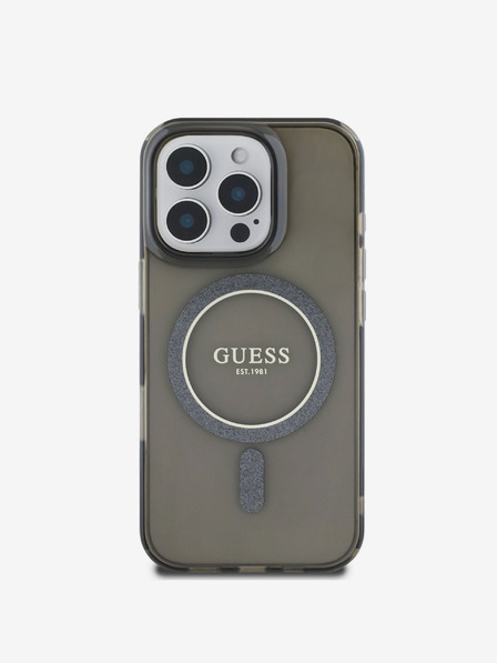 Guess Guess IML Glitter Ring MagSafe Zadní Kryt pro iPhone 16 Pro Max Black