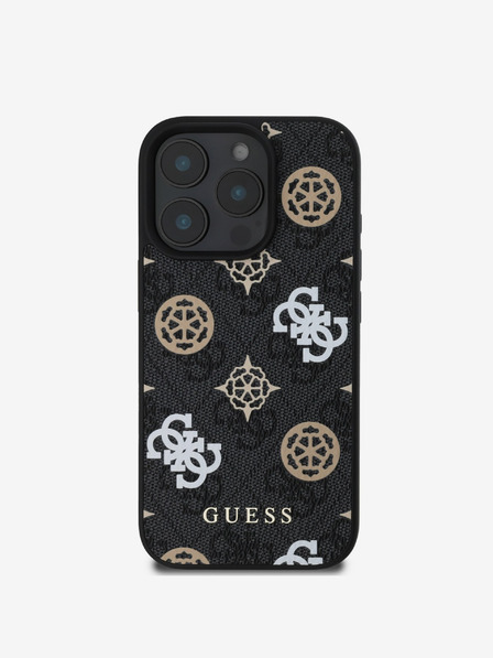 Guess Guess PU 4G Peony MagSafe Zadní Kryt pro iPhone 16 Pro Black