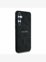 Guess PU Leather 4G Colored Ring MagSafe Zadní Kryt pro Samsung Galaxy S25 Black Obal na telefon
