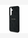 Guess PU Leather 4G Colored Ring MagSafe Zadní Kryt pro Samsung Galaxy S25 Black Obal na telefon