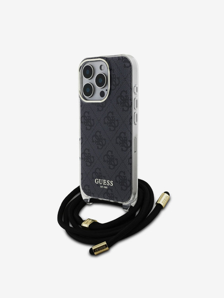 Guess Guess IML 4G Printed Crossbody Popruh Zadní Kryt pro iPhone 16 Pro Max Black
