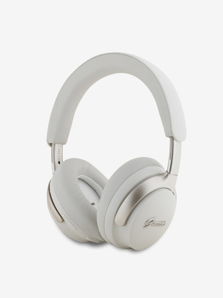 Guess Guess PU Leather Script Logo ANC/ENC Bezdrátová Sluchátka White