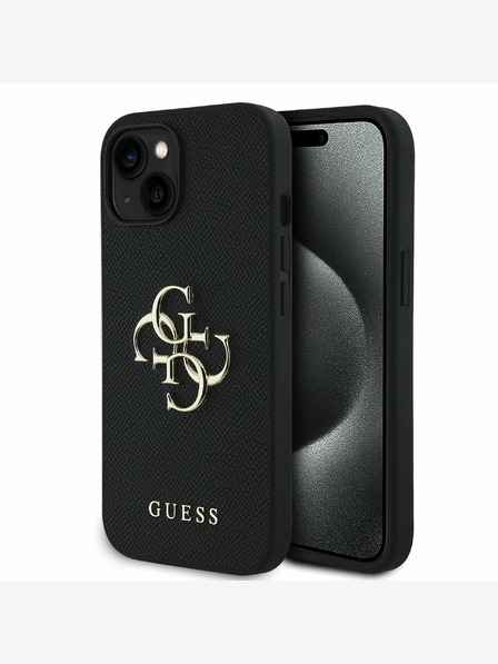Guess Guess PU Grained 4G Metal Logo Zadní Kryt pro iPhone 14 Black