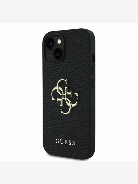 Guess Guess PU Grained 4G Metal Logo Zadní Kryt pro iPhone 14 Black