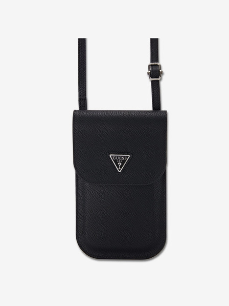 Guess Guess PU Grained Triangle Logo Taška na Telefon Black