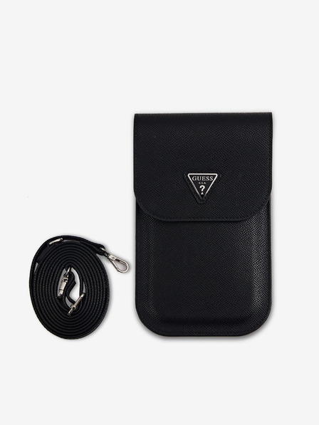 Guess Guess PU Grained Triangle Logo Taška na Telefon Black