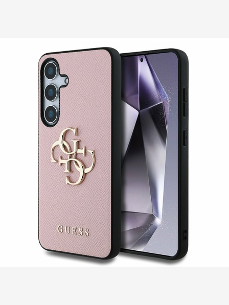 Guess Guess PU Grained 4G Metal Logo Zadní Kryt pro Samsung Galaxy S25+ Pink