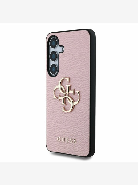 Guess Guess PU Grained 4G Metal Logo Zadní Kryt pro Samsung Galaxy S25+ Pink
