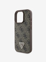 Guess Guess PU 4G Strass Triangle Metal Logo Zadní Kryt pro iPhone 16 Pro Max Brown
