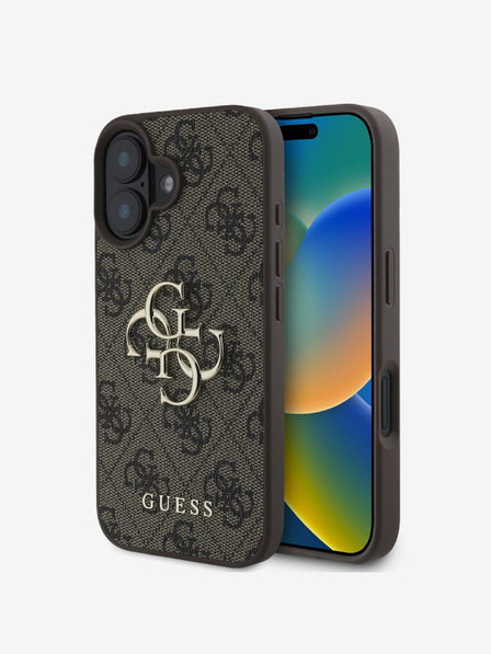 Guess Guess PU 4G Metal Logo Zadní Kryt pro iPhone 16 Brown