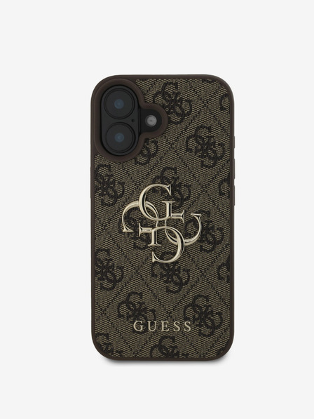 Guess Guess PU 4G Metal Logo Zadní Kryt pro iPhone 16 Brown