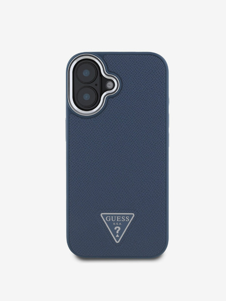 Guess Guess PU Grained Triangle Logo Zadní Kryt pro iPhone 16 Blue