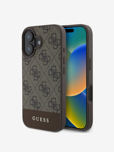 Guess Guess PU 4G Stripe Zadní Kryt pro iPhone 16 Brown
