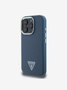 Guess Guess PU Grained Triangle Logo Zadní Kryt pro iPhone 16 Pro Max Blue