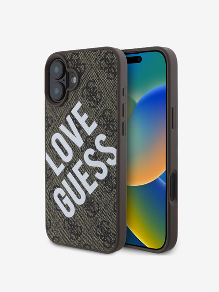 Guess Guess PU Leather 4G Big Love Logo MagSafe Zadní Kryt pro iPhone 16 Brown