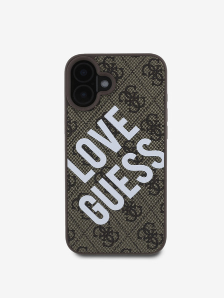 Guess Guess PU Leather 4G Big Love Logo MagSafe Zadní Kryt pro iPhone 16 Brown