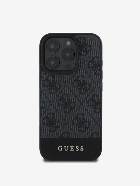 Guess Guess PU 4G Stripe Zadní Kryt pro iPhone 16 Pro Grey