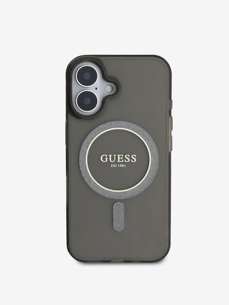 Guess Guess IML Glitter Ring MagSafe Zadní Kryt pro iPhone 16 Black
