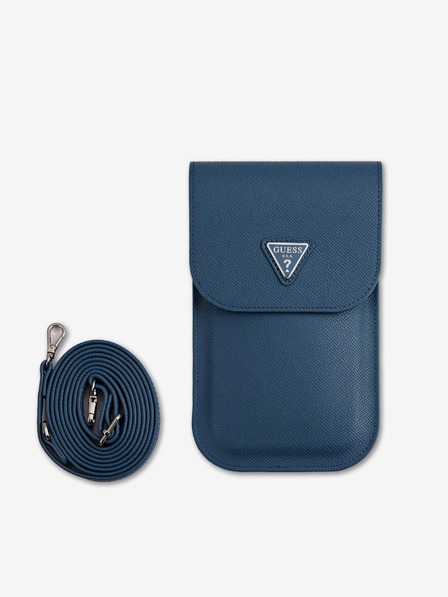Guess Guess PU Grained Triangle Logo Taška na Telefon Blue