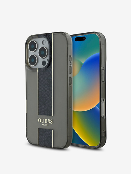 Guess Guess IML Middle 4G Stripe Zadní Kryt pro iPhone 16 Pro Max Black