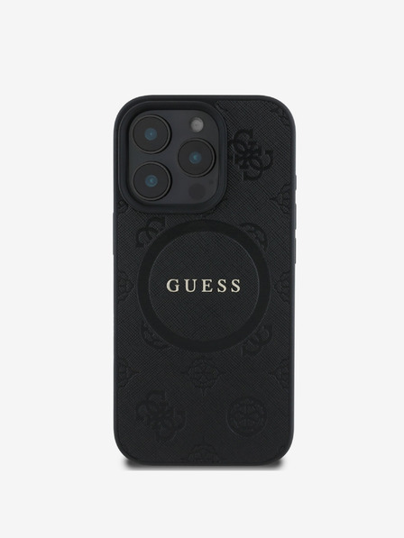 Guess Guess Saffiano Peony Stamp MagSafe Zadní Kryt pro iPhone 16 Pro Max Black