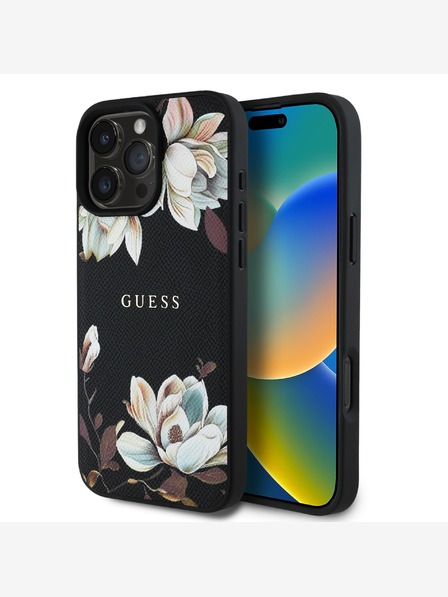 Guess Guess PU Grained Magnolia MagSafe Zadní Kryt pro iPhone 16 Pro Max Black