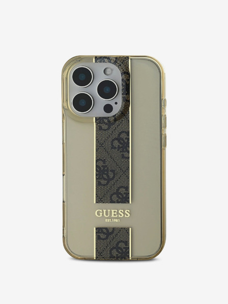 Guess Guess IML Middle 4G Stripe Zadní Kryt pro iPhone 16 Pro Brown